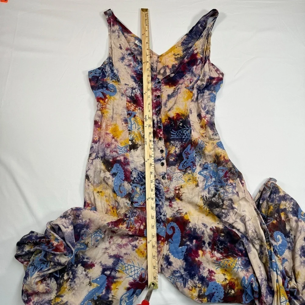 OK Mike Sleeveless Wide Leg Button Up Jumpsuit Womens One Size Multicolor